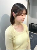 オリーブベージュボブシースルーバング