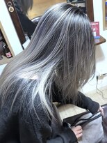 ブレイズヘアー(BLAZEhair) 【透明感強め】ホワイトグレージュバレイヤージュ×ブリーチ3回