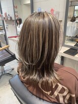 ライズ ヘア ブランド 豊中店(RISE HAIR BRAND)&nbsp;【白髪ぼかし】くびれミディアムハイライトスタイル