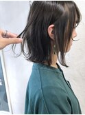 ナチュラルグレーボブ前髪カット｜ブリーチなしカラー