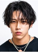 センターパート/波巻きシャドウパーマ強めパーマ