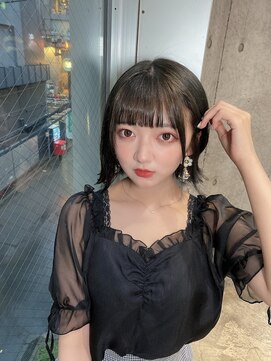 サロンドミルク 原宿(salon de MiLK) 【salon de MiLK 原宿】耳かけボブ×カーキベージュ