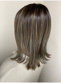 グレージュ_マロンベージュ Aラインボブ かきあげ