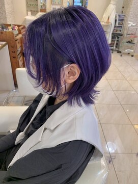 フレイストート(Frais Tout) パープルブラック　ブリーチ　ハイライト　学割　縮毛矯正