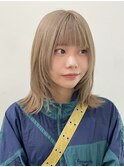 ナチュラルボブミニボブミルクティーベージュ切りっぱなしボブ