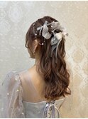 パーティーヘアセットふわふわハーフアップスタイル