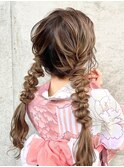 和装でも可愛い！！フワッフワ編みおろしツイン！