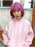 デザインカラーピンクパープルショートボブ