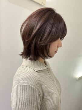 サンク 原宿 表参道(cinq) ミディアムボブ長め韓国外国人風ヘーゼルベージュマロンベージュ