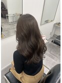 韓国顔まわりレイヤーカットグレージュオリーブベージュブラウン