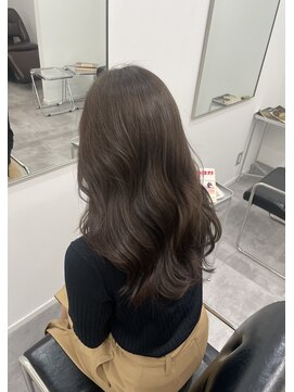 韓国顔まわりレイヤーカットグレージュオリーブベージュブラウン