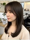 大人レイヤーカット/オリーブカラー/前髪あり/30代40代