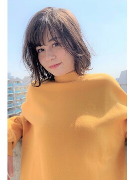 スナッグルサロン(SNUGGLE SALON) 切りっぱなし透け感ボブ×くすみカラー/オリーブベージュ