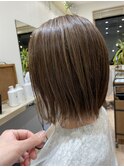 ハイライト　毛先カール/デザインカラー/似合わせカット