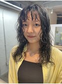 【くりくりパーマ×ミディアム】