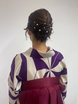 ベルクープス 天王寺店(Belle Coupes) 【BelleCoupes】卒業式 袴着付け まとめ髪 パール