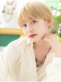 外国人風金髪ハイトーンカラー小顔丸みショートc6大宮10代20代