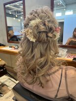 ポルム パプリカ(polum paprika)&nbsp;お嬢様ハイトーンハーフアップ★結婚式 二次会 お呼ばれ ドレス