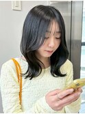14348オリーブグレージュ韓国風巻きレイヤーカットワンホンヘア