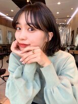 ラフ フロム ガーデン(Laf from GARDEN) 黒髪/小顔/オリーブグレー/ボブ/前髪カット/縮毛矯正/韓国