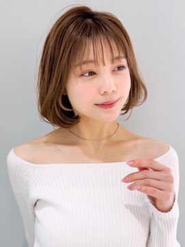 アグノス 青山(Agnos) ミディアムレイヤーカット薄めバングボブ結べるボブ