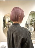 ペールピンク/ミニボブ/ダブルカラー/ブリーチ/氏川洸希