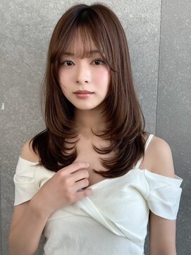 レーヴバイロンド 仙台(Reve by Lond) くびれレイヤー前髪カット髪質改善シースルーミルクブラウン仙台