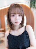 20代30代大人かわいい/グレージュカラー/ショートボブ/小顔/前髪