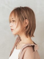 ソードリーフ(swordlief hair&spa) 外ハネエアリーボブ　切りっぱなしボブ　ピンクベージュ