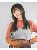 顔まわりレイヤー黒髪ナチュラルストレート