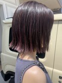 ピンクブラウン【山口市美容室】【山口市切りっぱなしボブ】