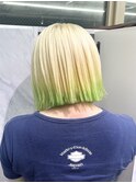 ブロンド×ライムグリーンの個性派デザインカラー