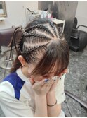 編み込みヘアセット