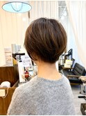 大人ショートボブ丸みショートカットマッシュショート前髪あり