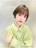 大人ショート 前髪あり丸みひし形耳かけ丸顔面長絶壁四角顔K1230