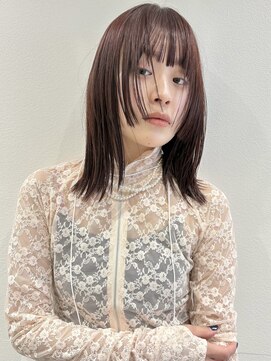 ラミエバイメルト 下北沢(lamie by melt) 切りっぱなしボブ顔周りレイヤープツッとカットレッドブラウン