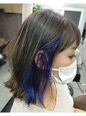 スカイブルーインナーカラー切りっぱなしボブ【春風】
