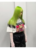 lime/ビビット グリーン 毛先黒