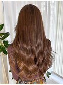 ゆるふわロングベージュカラーブリーチしない透明感カラー