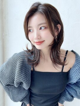 エインアンリー 明治神宮前(AIN.ANLY.) オリーブグレージュ似合わせ大人可愛いくびれヘア韓国レイヤー