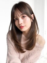 アルバム 池袋(ALBUM)&nbsp;ロング顔周りレイヤー韓国ヘアココアベージュ_F41279