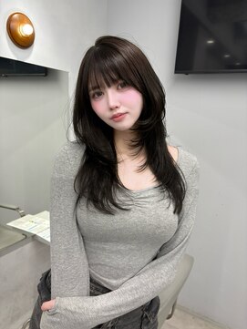 プリアバイポプルス 渋谷(pria by popls) ミディアムレイヤーハッシュカット顔周りレイヤーカット韓国ヘア