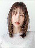 髪質改善/ミディアム/レイヤーカット/オリーブグレージュ