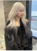 mayu//ホワイトブロンドブラックエンドカラールーツデザイン