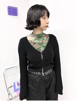 イラカ(elaka)&nbsp;黒髪×ボブ×パーマ×束感パーマ×ウェーブパーマ×パーマボブ