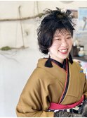 個性が際立つ大人レトロな成人式の前撮りヘアセット