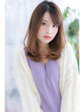 ミック ヘアアンドビューティー 大山店(miq Hair&Beauty) グラデーションカラー斜めバング内巻きワンカールc1