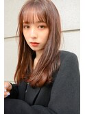 20代30代40代◎韓国人風ワンカールロングヘア/春ピンクカラー