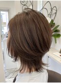 ミディアムヘア×ココアゴールド