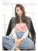 ペールベージュセクションカラーグラデーションカラー外ハネボブ